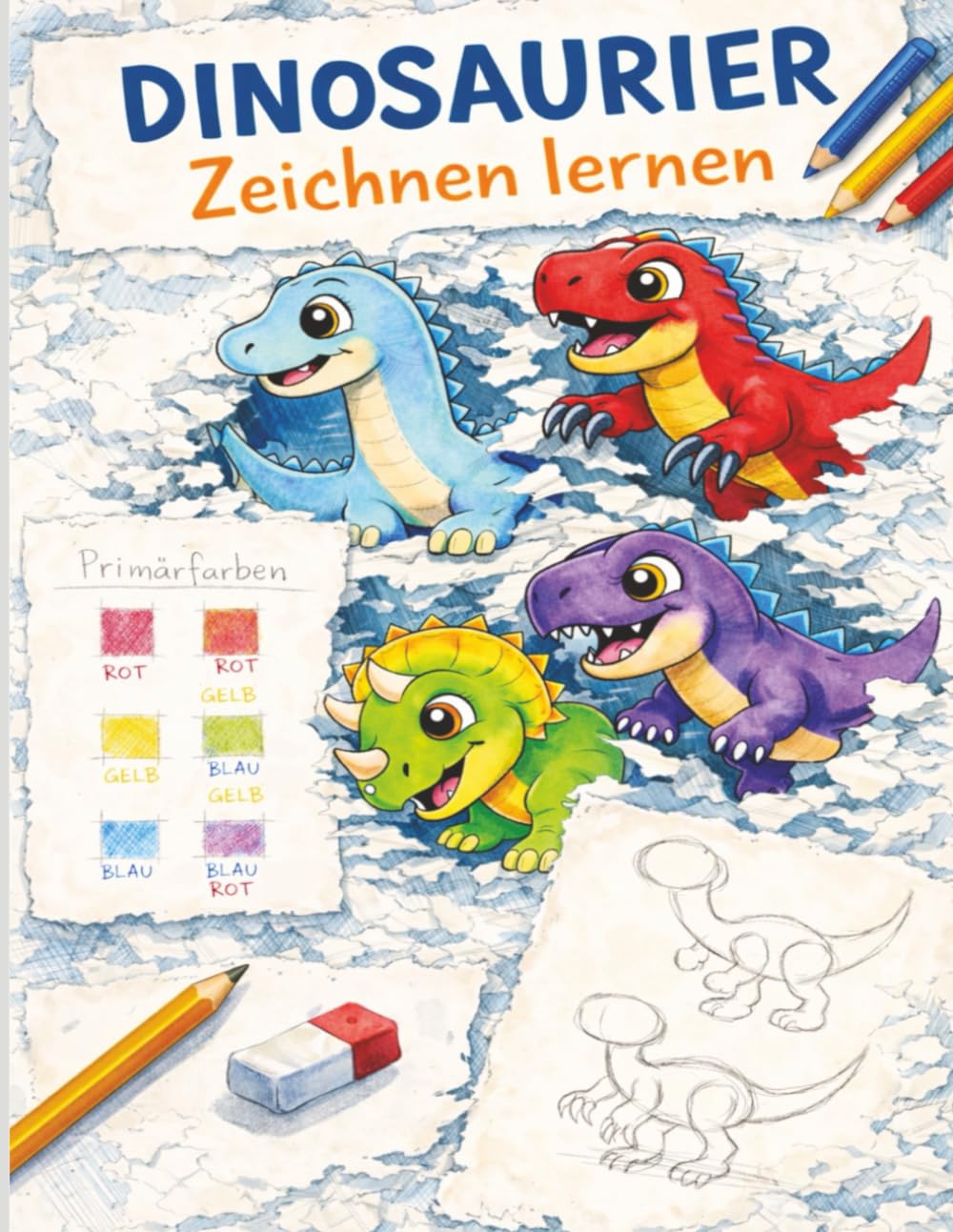Dinosaurier Zeichnen lernen: Schritt für Schritt zeichnen – mit Dino Tom für Kinder ab 5 Jahren (Dino Tom – Zeichnen lernen mit Spaß)