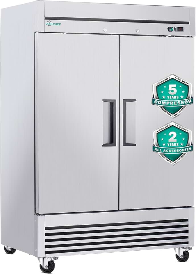 COOLCHEF 49 Cu Ft 49-Inch 2-Door Commercial Reach-In Freezer
