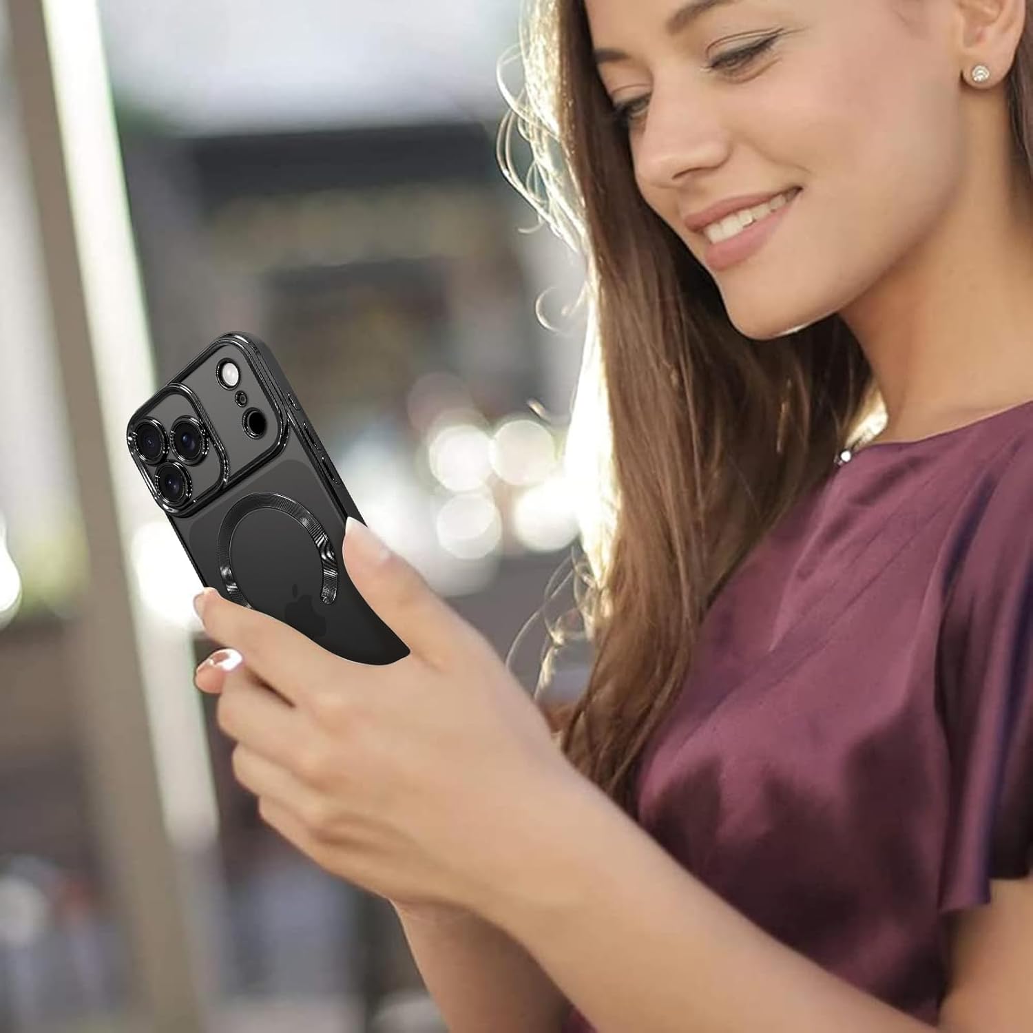 OOK Magnetic Case Made for iPhone 17 Pro Max 6.9 Inch [Compatible with MagSafe] Soft TPU Anti-Scratch Shockproof Protective Phone Cover Slim Clear Case for Women Men - Black - Image 6