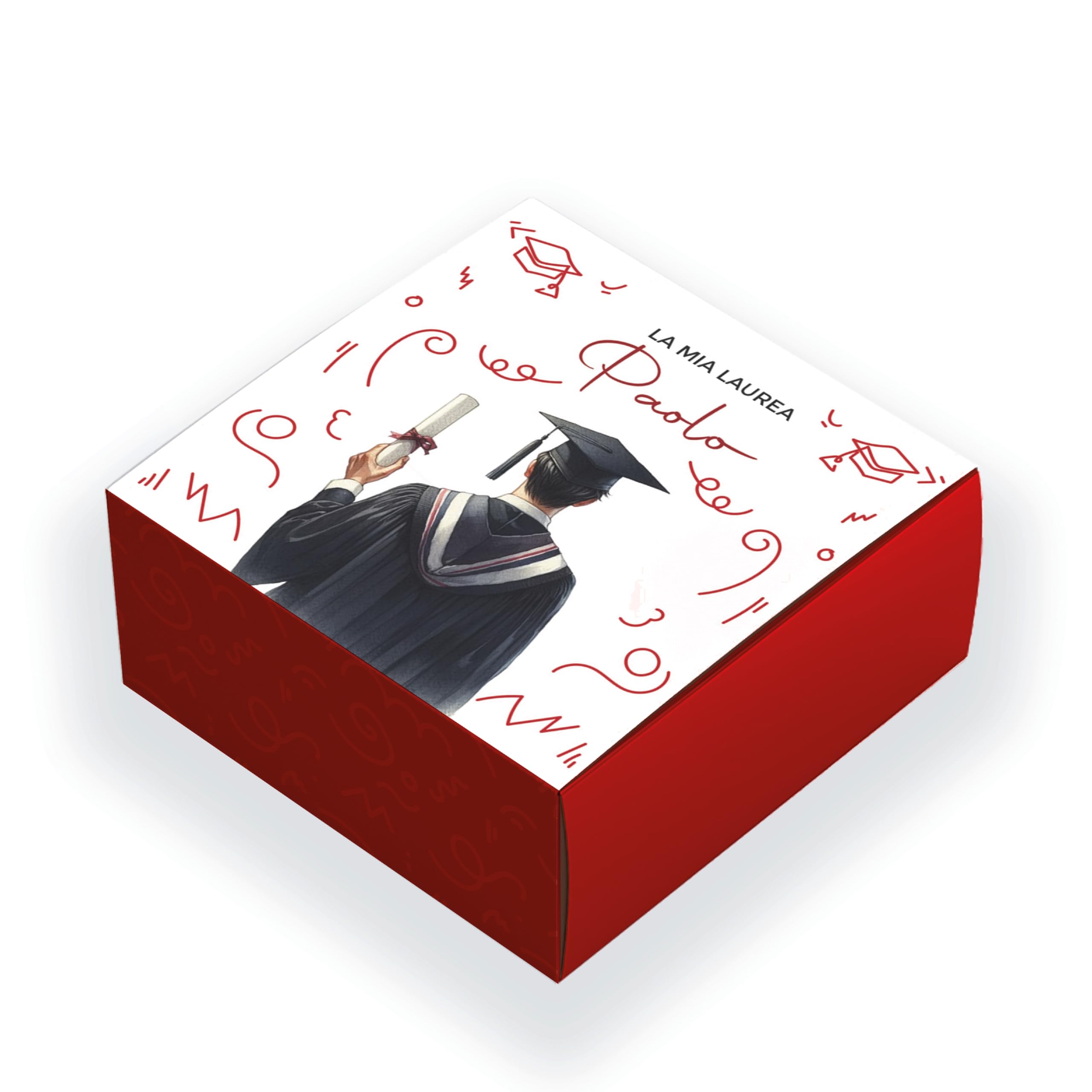 Scatoline Portaconfetti Laurea (24 Pezzi) – Personalizzabili con Nome e Data (Laureato Doodle)