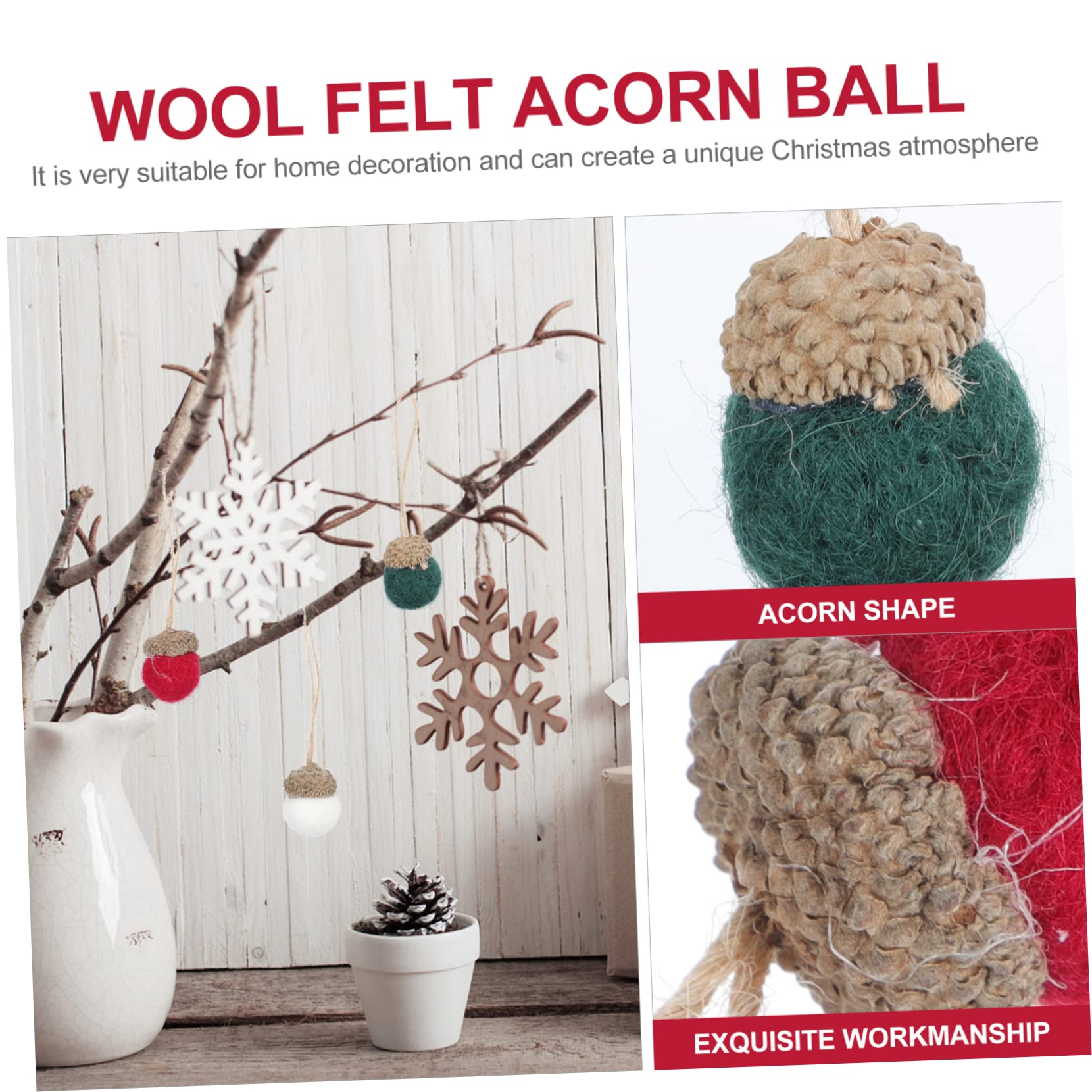 TOPBATHY 2 Juegos Bola De Bellota De Fieltro De Lana Manualidades Navideñas Christmas Tree Xmas Tree Adornos Navideños Luces De Hadas Decoración Colgante De Navidad 30 Piezas * 2