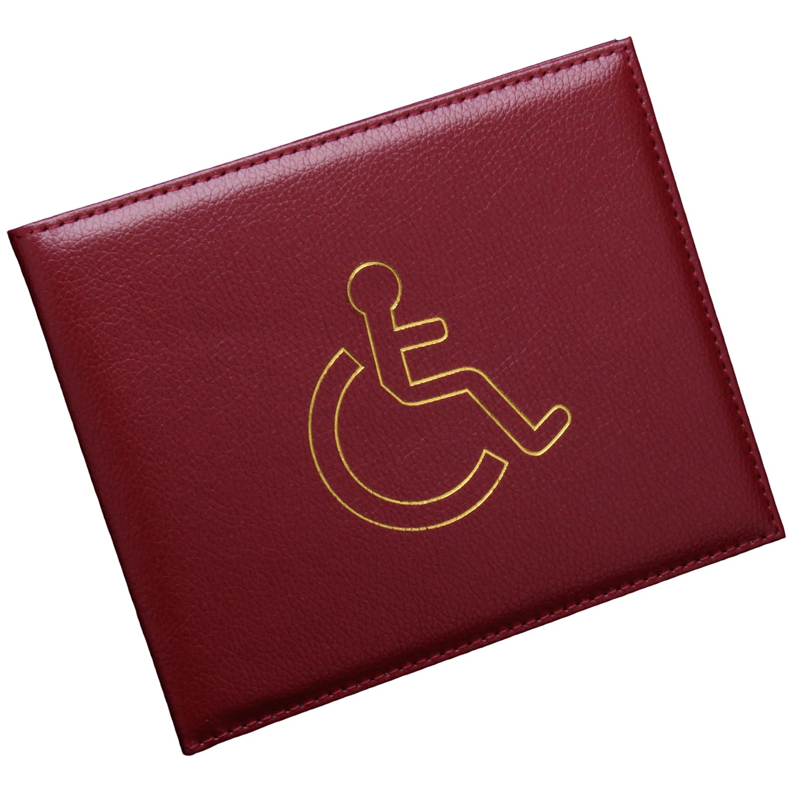 Luofeng Maroon Red Badge Holder,Disabled Badge And Timer Holder Wallet Protector Pu Leather Disabled Badge Holder Parking Pass Permit Holder For Parking