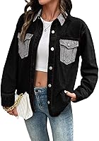Sidefeel Women's Oversized Boyfriend Shacket: Trendy Tonal Wash Denim Jean Jacket Long Sleeve Button Down