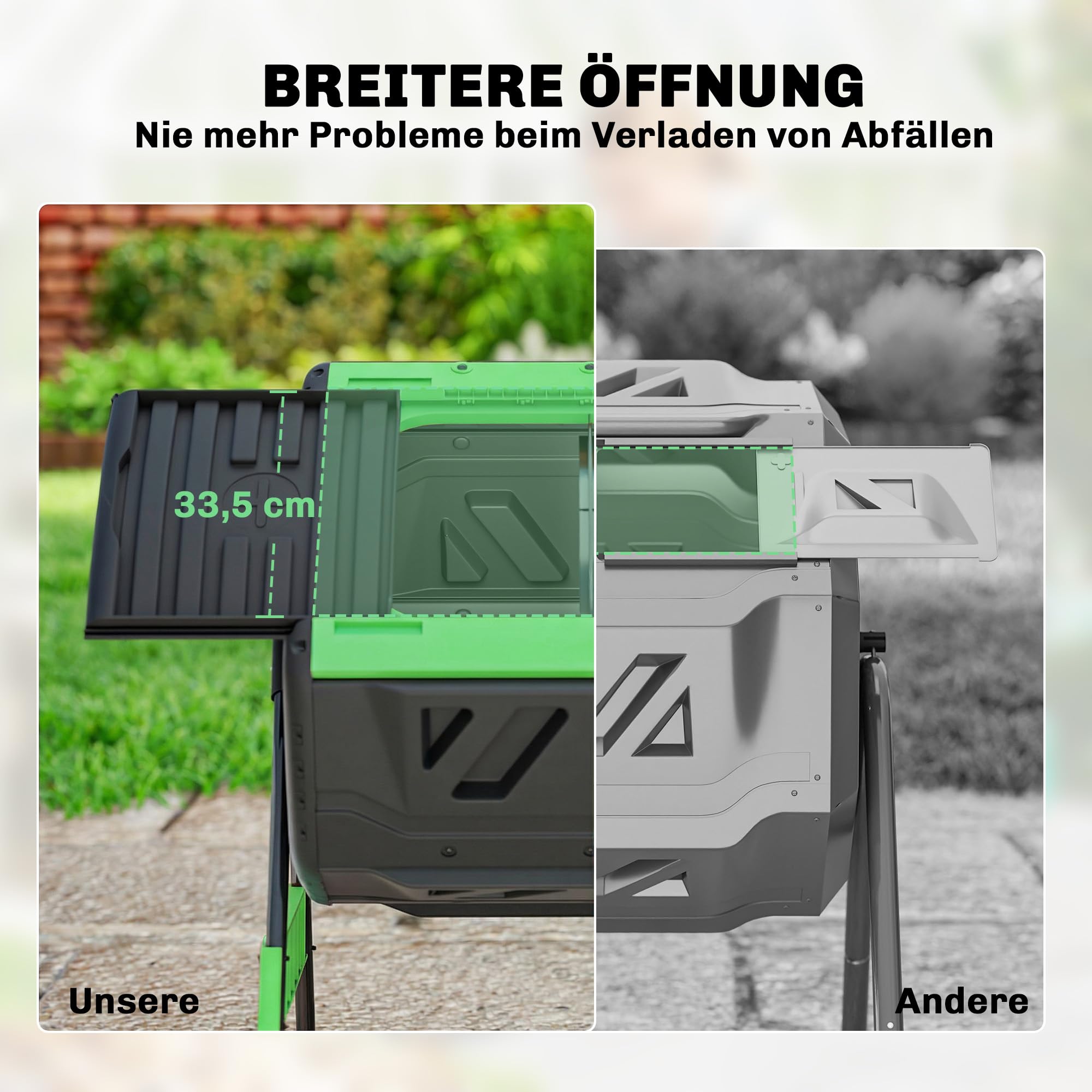 Outsunny Komposter 200 Liter, 94 x 67 x 98cm Schnellkomposter mit Lüftungsöffnungen Schiebetür, wetterfest Thermokomposter aus Kunststoff, Gartenkomposter, Kompostbehälter für Garten, Küchen, Balkon