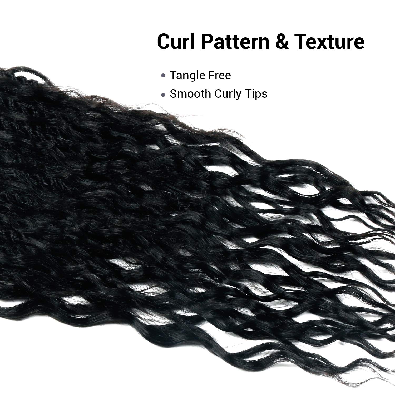 24 Inch AU-THEN-TIC Boho Goddess Senegalese Twist Crochet Hair Senegalese Crochet Braids Hair Curly Wavy Pre Looped Hair Extension (24Inch (Pack of 3), 1-Jet Black)
