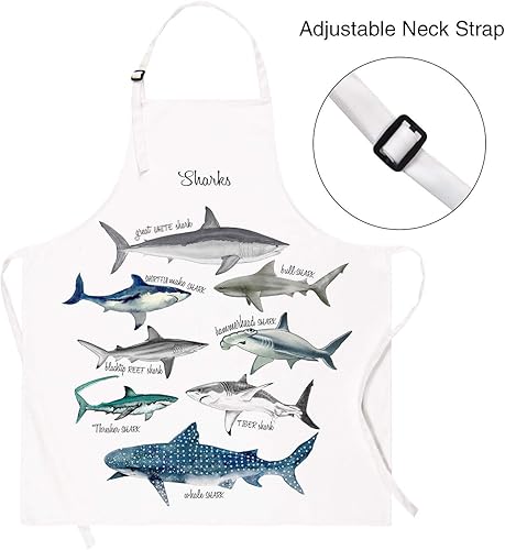 Miniatura 2 de Delantal de tiburones para hornear, delantal impermeable para niños, con cuello ajustable, para fiestas, cocina, jardinería, pintura, manualidades