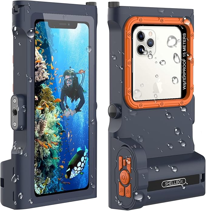 Shellbox IP68 Waterproof Phone Case,Bluetooth Underwater Phone Pouch 15m Case with Lanyard for