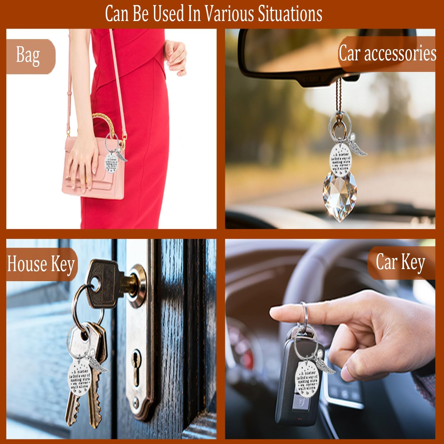 Sister Gifts - A Sister is God's Way of Making Sure We Never Walk Alone Keychain Key ring for Sister’s Birthday Christmas Gifts - Image 6