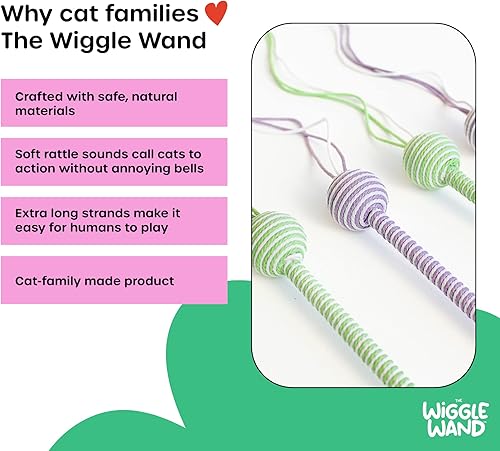 Miniatura 4 de The Wiggle Wand Juguete para gatos, varita natural para todos los sentidos del gato, fabricado en colores que los gatos realmente pueden ver,