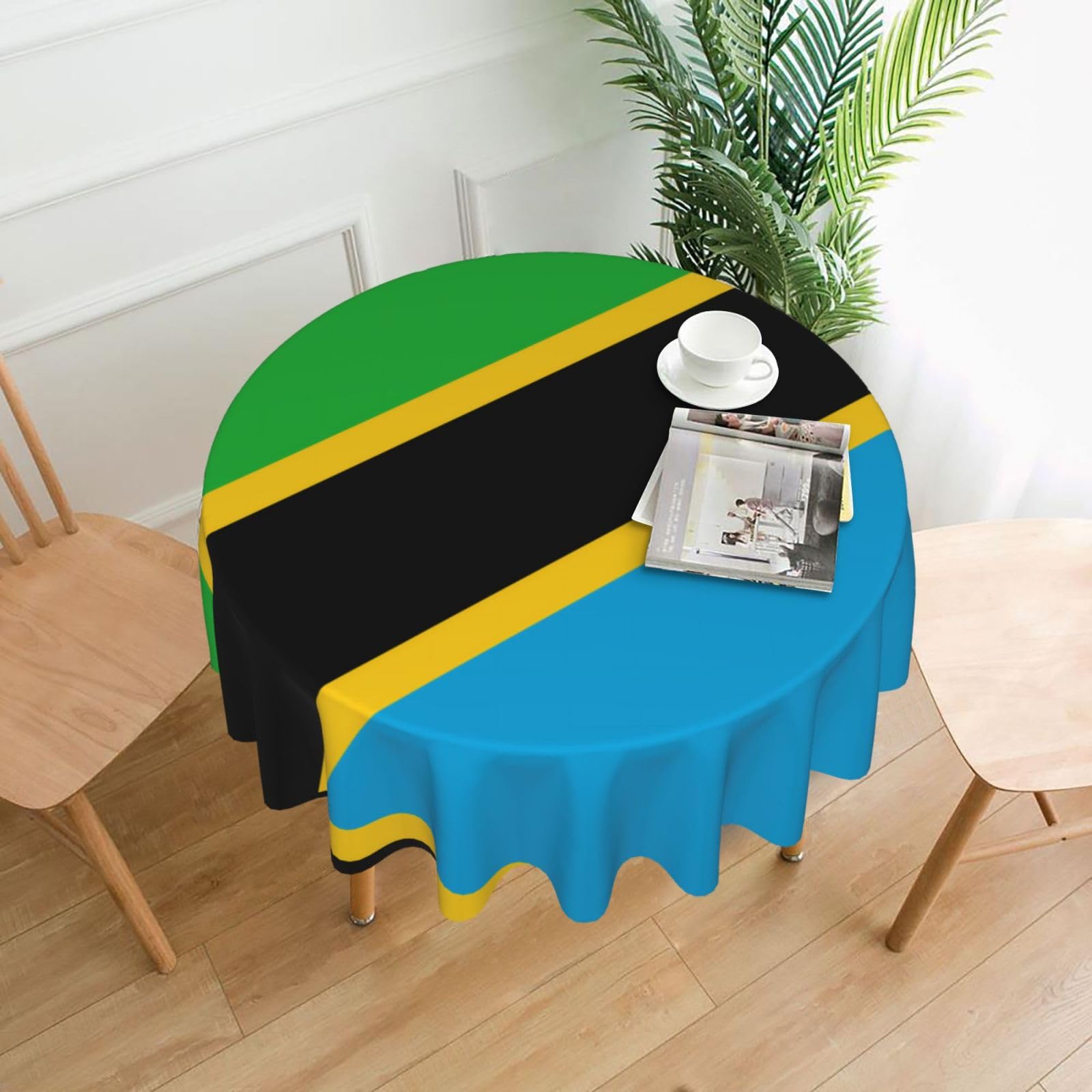 HLBSDM Tanzania Flag Printed Practical Round Tablecloth, Durable, Suitable for Home, Restaurant, Hotel, Gathering, and Decorative Table Covers