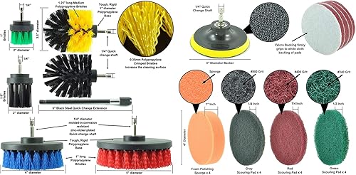 Miniatura 7 de Electric Drill Brush Set, Multifunctional Power Scrubber Cleaning Brushes Wear Resistant PP Bristles High Efficiency with Extension Rod for Kitchen