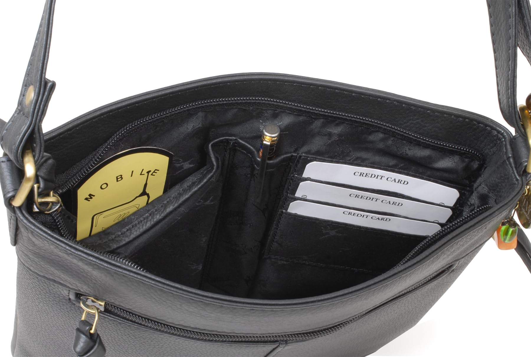 Catwalk Collection Handbags - Borsa a Tracolla Media in Vera Pelle - Borsetta Donna - Borsa a Mano con Tracolla Regolabile - Madison