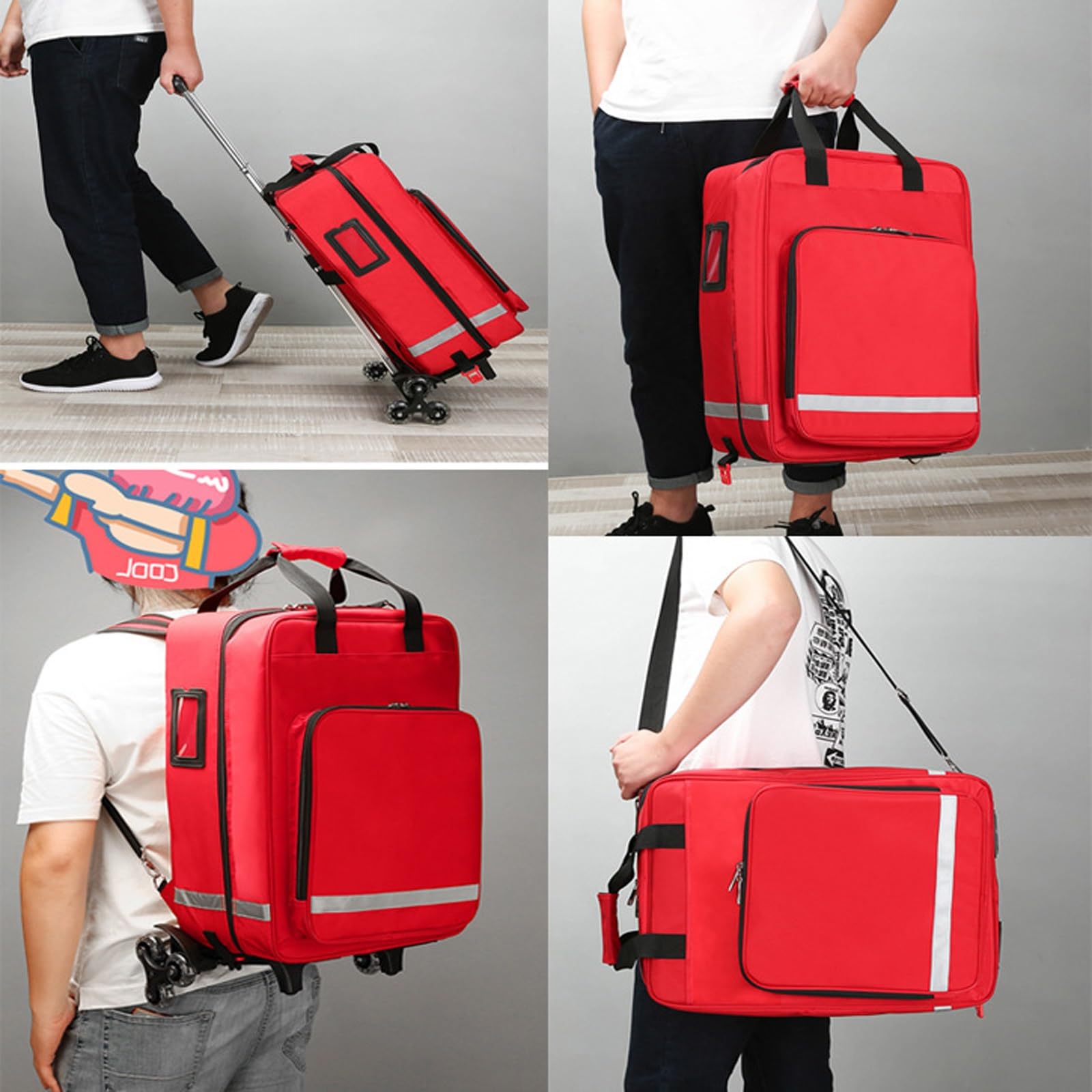 Maletín Grande For Emergencias Médicas,Ruedas Silenciosas For Escalada,Almacenamiento Científico,Herrajes Duraderos,Bandas Reflectantes,Botiquín De Primeros Auxilios