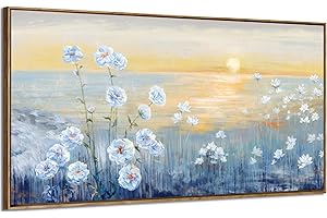 Framed Wall Art for Living Room - Big Blue Ocean and Sunset Seascape