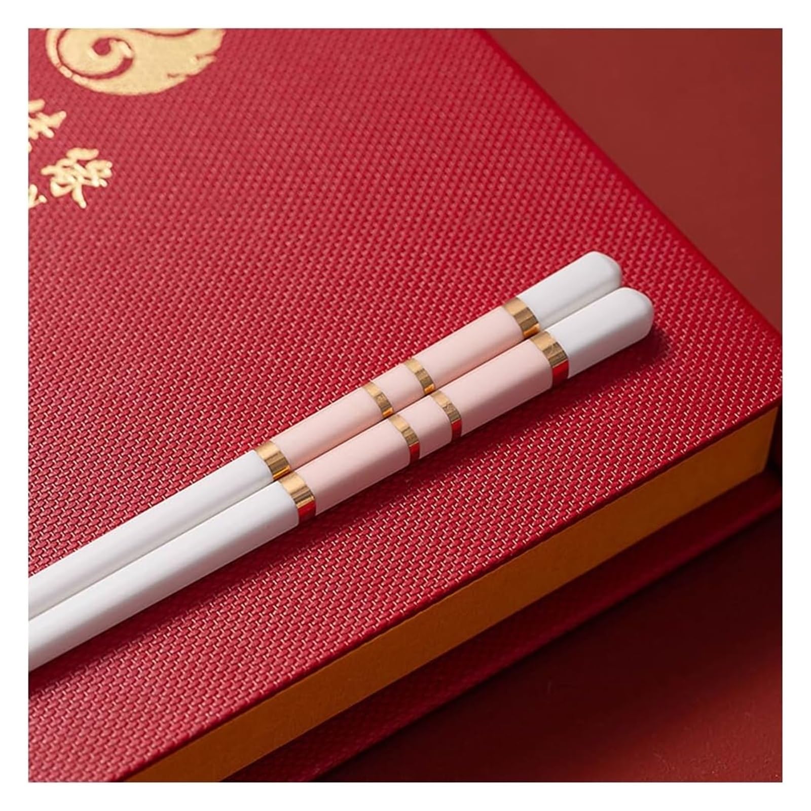 Baguettes en céramique, Coffret cadeau de 10 paires baguettes réutilisables avec étui, antidérapantes en céramique osseuse haute qualité(T)