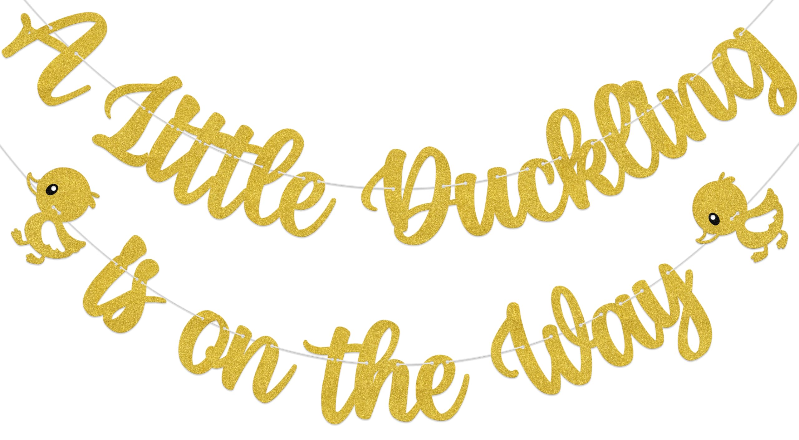 Aumccxz A Little Duckling is on the Way Banner Duck Baby Shower Decorations Farm Animals Baby Shower Gender Reveal Party Decorations Gold