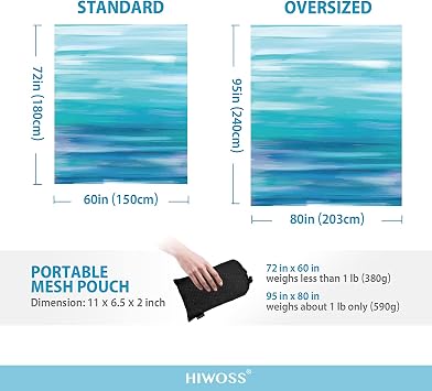 Beach Blanket Waterproof Sandproof Oversized 95x 80,Sand Free Beach Mat with Corner Pockets,Portable Mesh Bag for Travel and Outdoor Camping (Dreamsea) (Dreamsea)