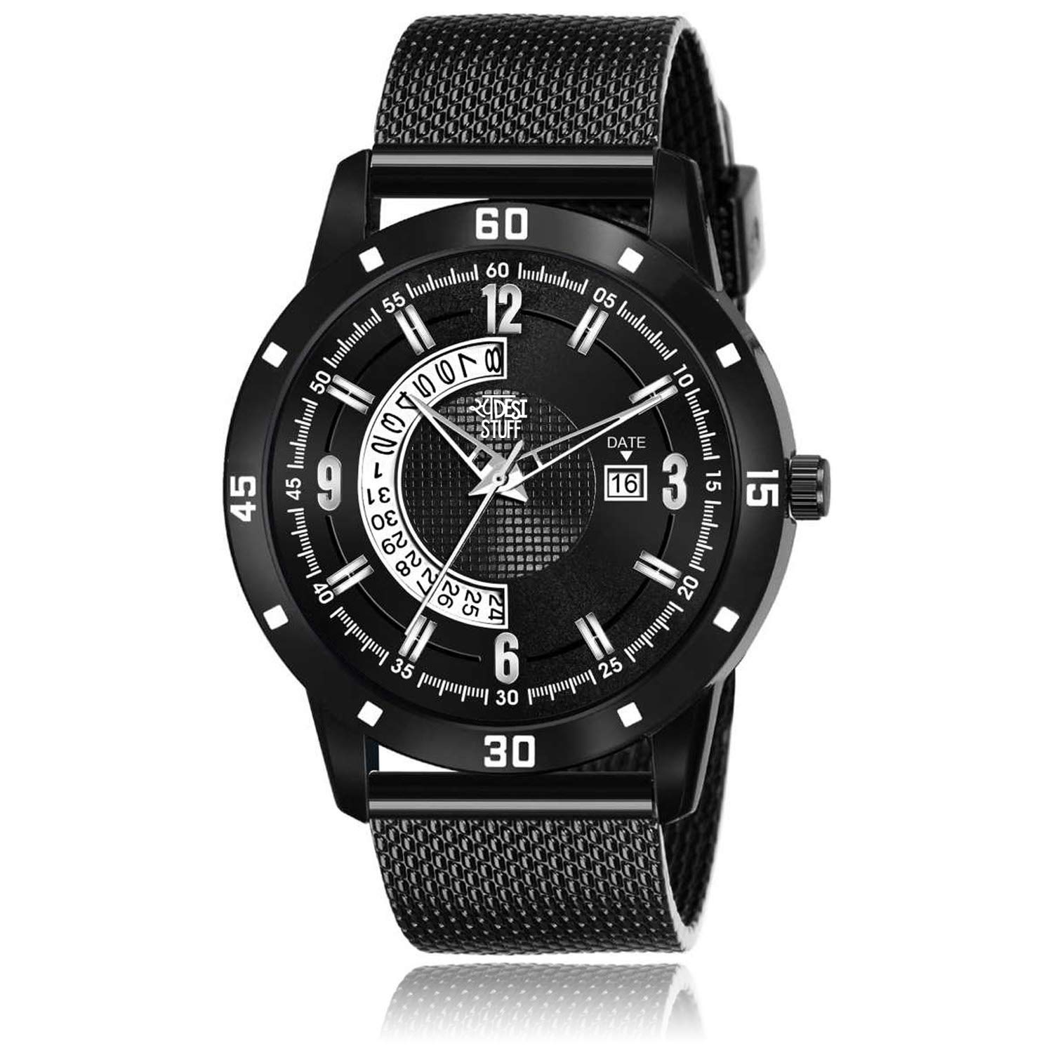 SWADESI STUFF Silicone Black Dial Date Display Analogue Watch For Men And Boys, Black Band (B08BYKJ4VT) Amazon Price History, Amazon Price Tracker