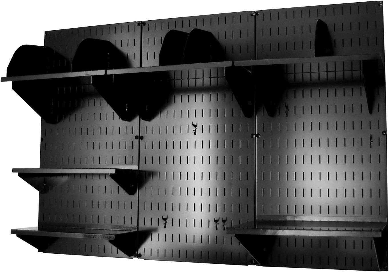 Wall Control Office Organizer Unit Wall Mounted Office Desk Storage and Organization Kit Black Wallboards and Black Accessories