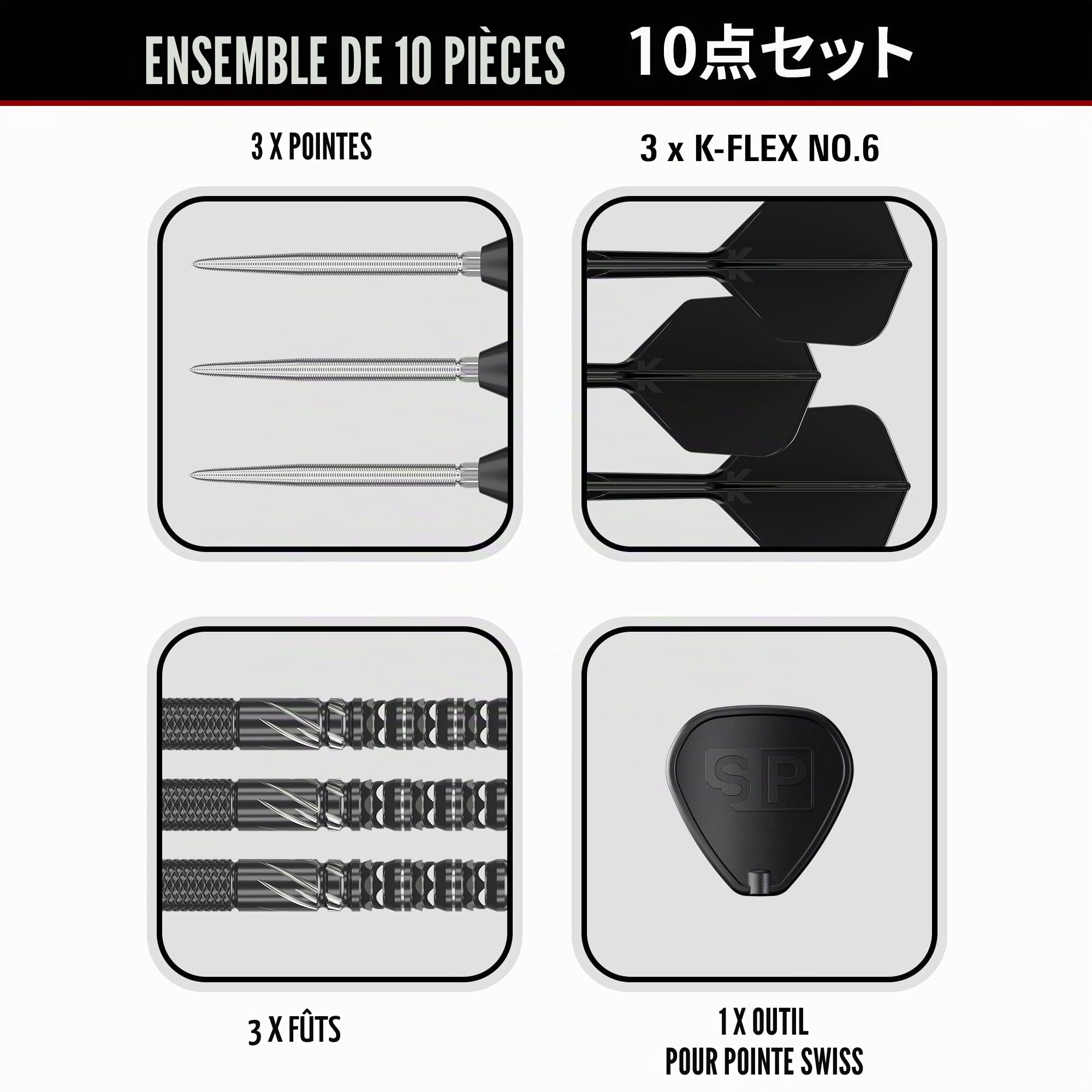 Target Japan Black Marque Draco 90% Tungsten K-Flex Swiss Point Ensemble de fléchettes à Pointe d'acier, 23G | Vol de fléchettes KFlex, Nano-Pointes suisses, Pointes de fléchettes en Acier