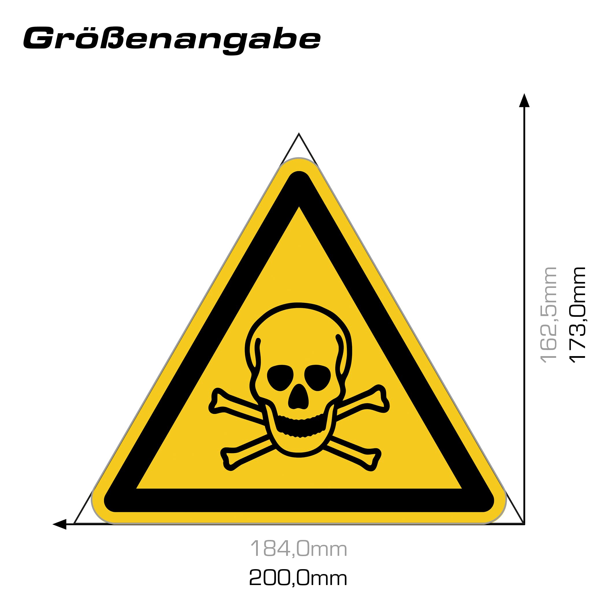 Señal de advertencia de sustancias tóxicas según la norma DIN EN ISO 7010 ASR A1.3 – Material peligroso símbolo calavera pegatinas de advertencia autoadhesivas para laboratorio químico