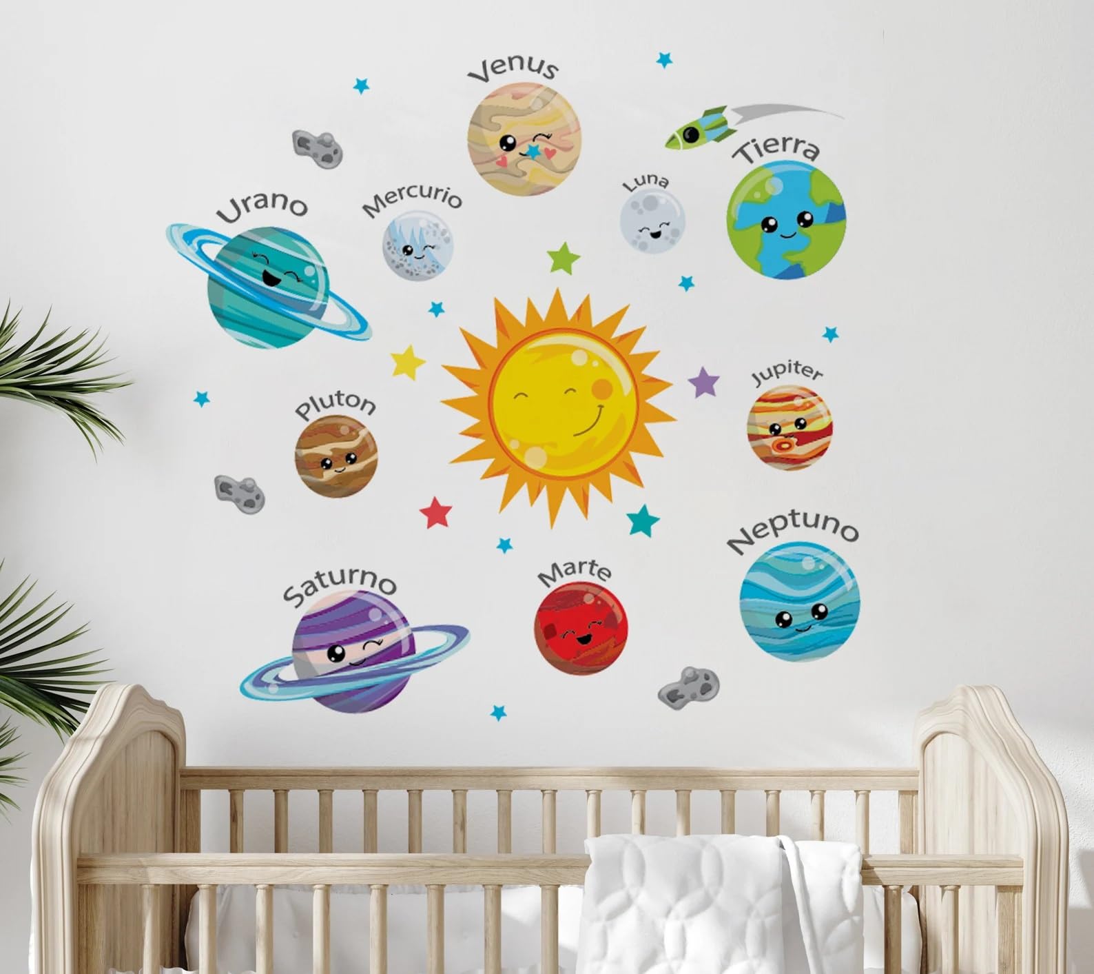 Planets Wall Sticker for Kids Room, Peel and Stick Planet Set Wall Decal for Nursery, Kids Wall Decor, Nursery Space Themed Decals, Solar System SSDC-Small Size - Image 2 thumbnail