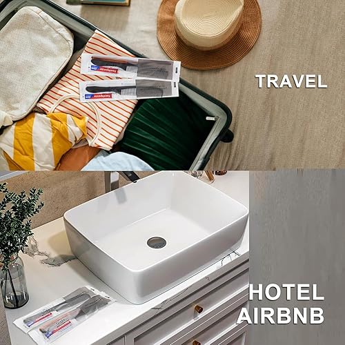 Miniatura 7 de Gisdo 30 cepillos de dientes desechables con pasta de dientes y peine envueltos individualmente, 0.35 oz de pasta de dientes de viaje, peine de pelo