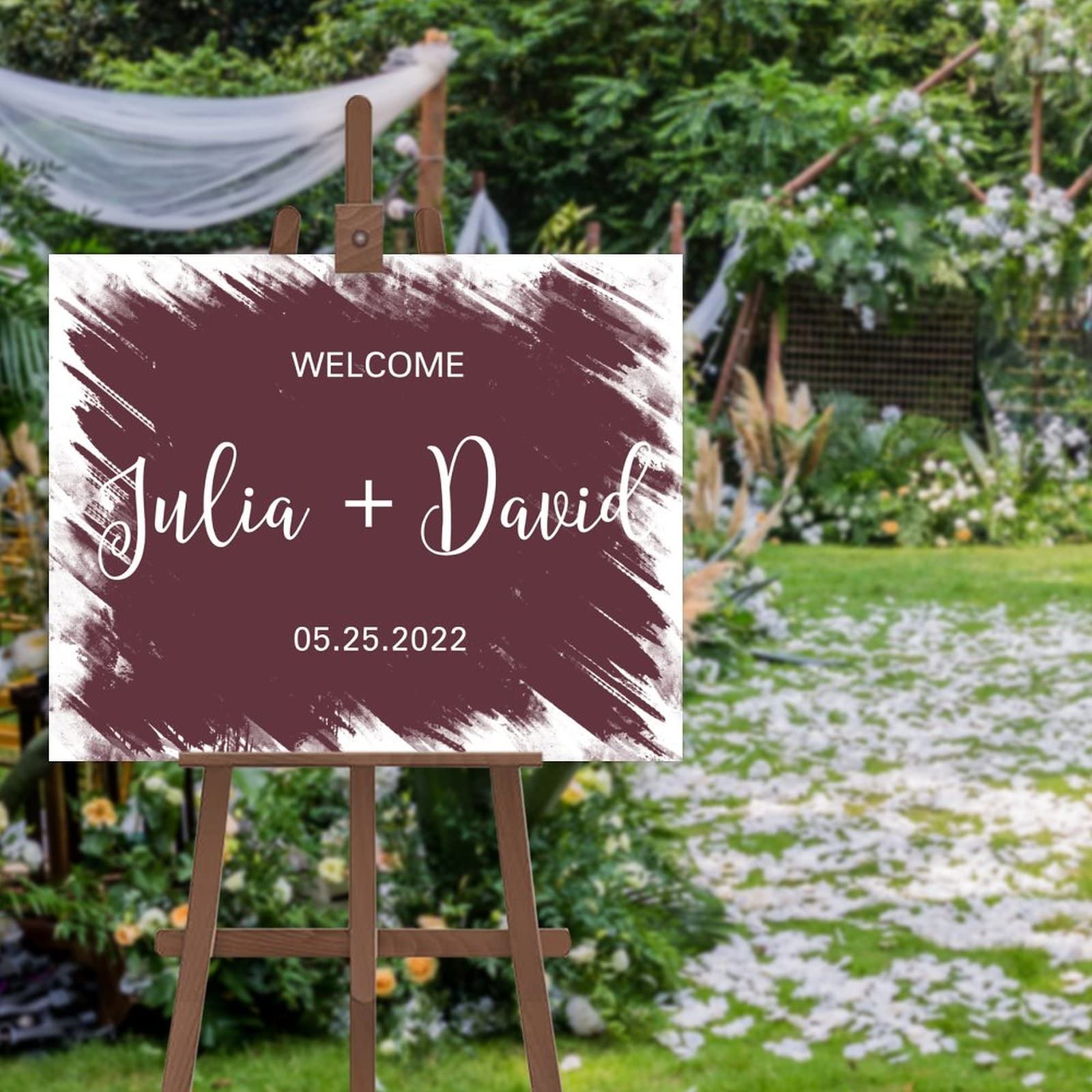 Einfaches Willkommensschild für Hochzeit, Brautparty, Willkommensschild, maßgeschneidert, jedes Datum, Babyparty, Jahrestag, Party, Beerdigung, 45,7 x 61 cm