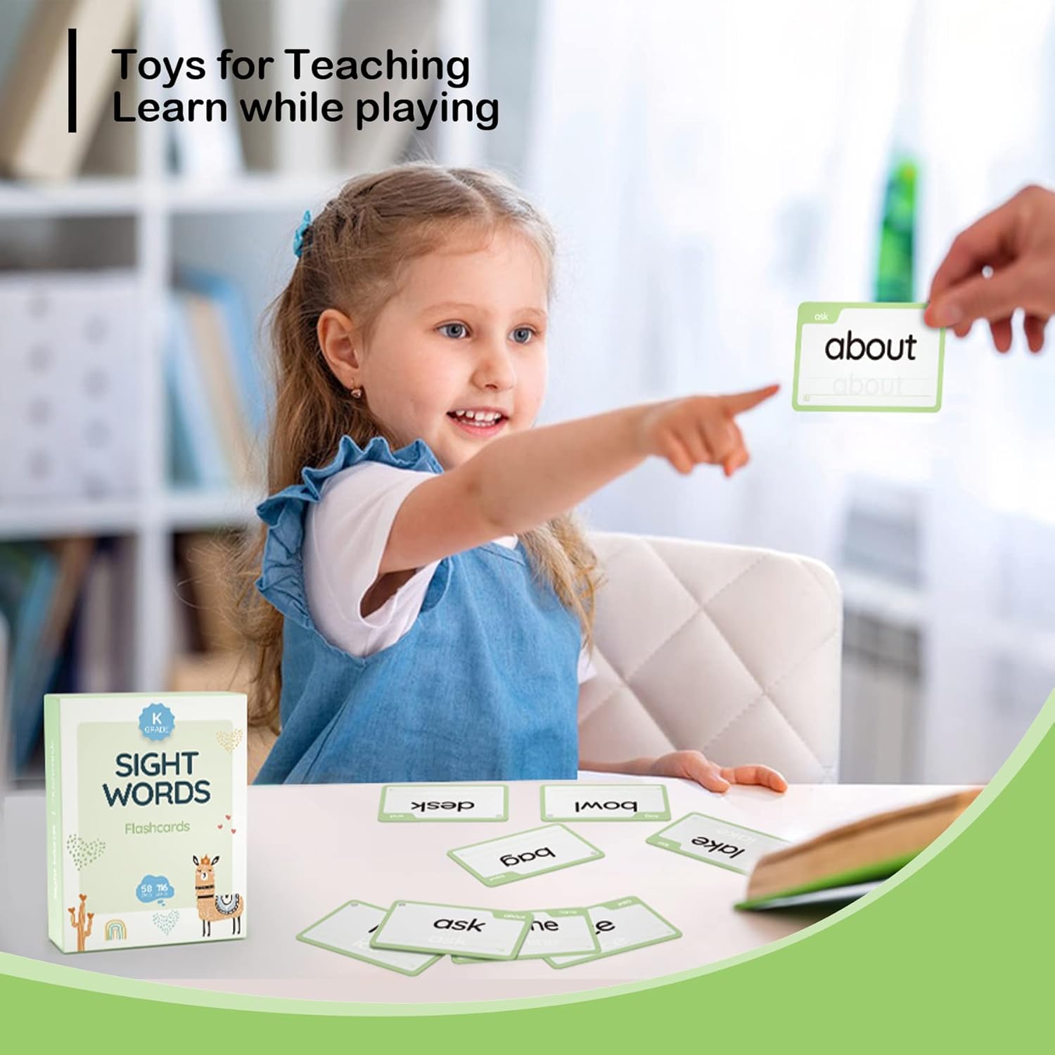 WJPC 58 Cards, 116PCS High Frequency Sight Words Flash Cards (Kindergarten), Phonics Learning Cards for Kids Ages 4,5,6 Years. Learn to Read, Write. - Image 6