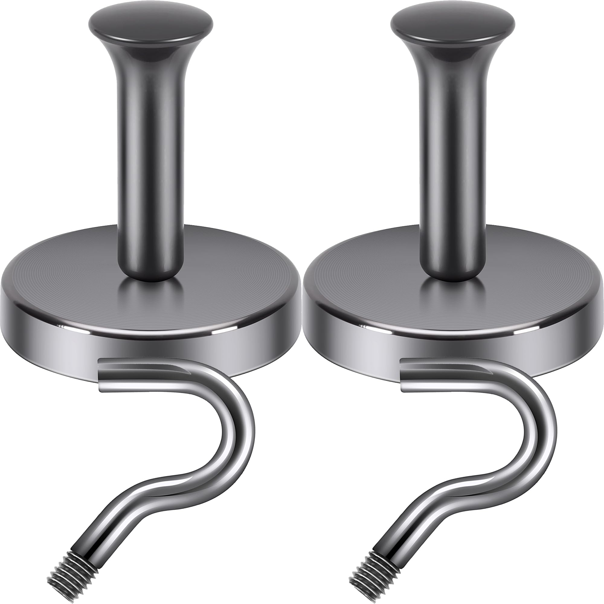 Neosmuk Magnetic Coat Hook,170lb Strong Extra Heavy Duty Magnet Hooks,Magnetic Wreath Hanger/Holder for Metal Doors,Purse,Towel,Stocking,Cruise Cabin,Gunmetal,2 Pack
