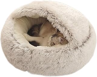 猫ベッド/ペットベッド、室内ペットベッド、猫と小型犬に適しています、ドーム型の冬用ペットベッド、ふわふわで柔らかく、暖かく快適、スタイリッシュでシンプル、深い眠りを促進、オールシーズン適しています、小型犬用ベッド、暖かくて滑りにくい、ポリプロピレン製、フリーサイズ( (コーヒー)