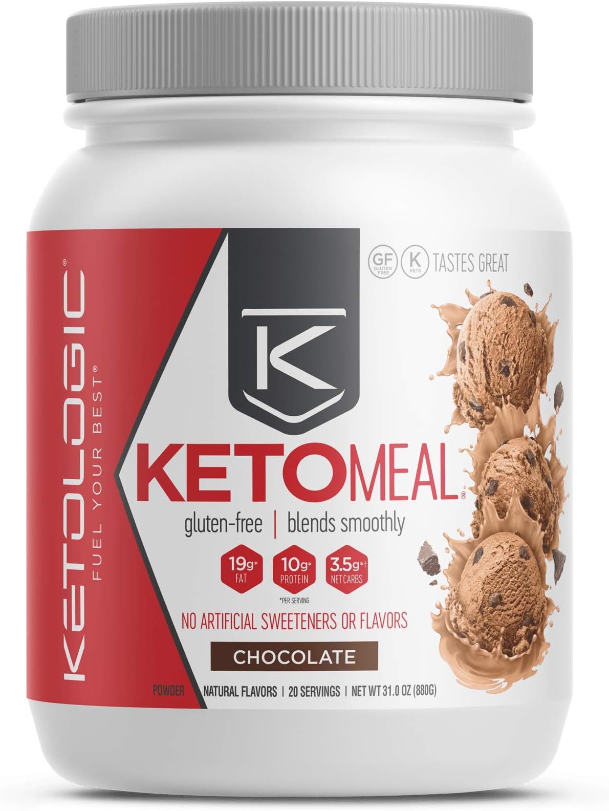 KetoLogic Keto Meal Replacement Shake With MCT Oil Powder: Low Carb, High Fat Keto Shake With Whey Protein | Supports Keto Diet & Ketosis | Chocolate - 20 Servings