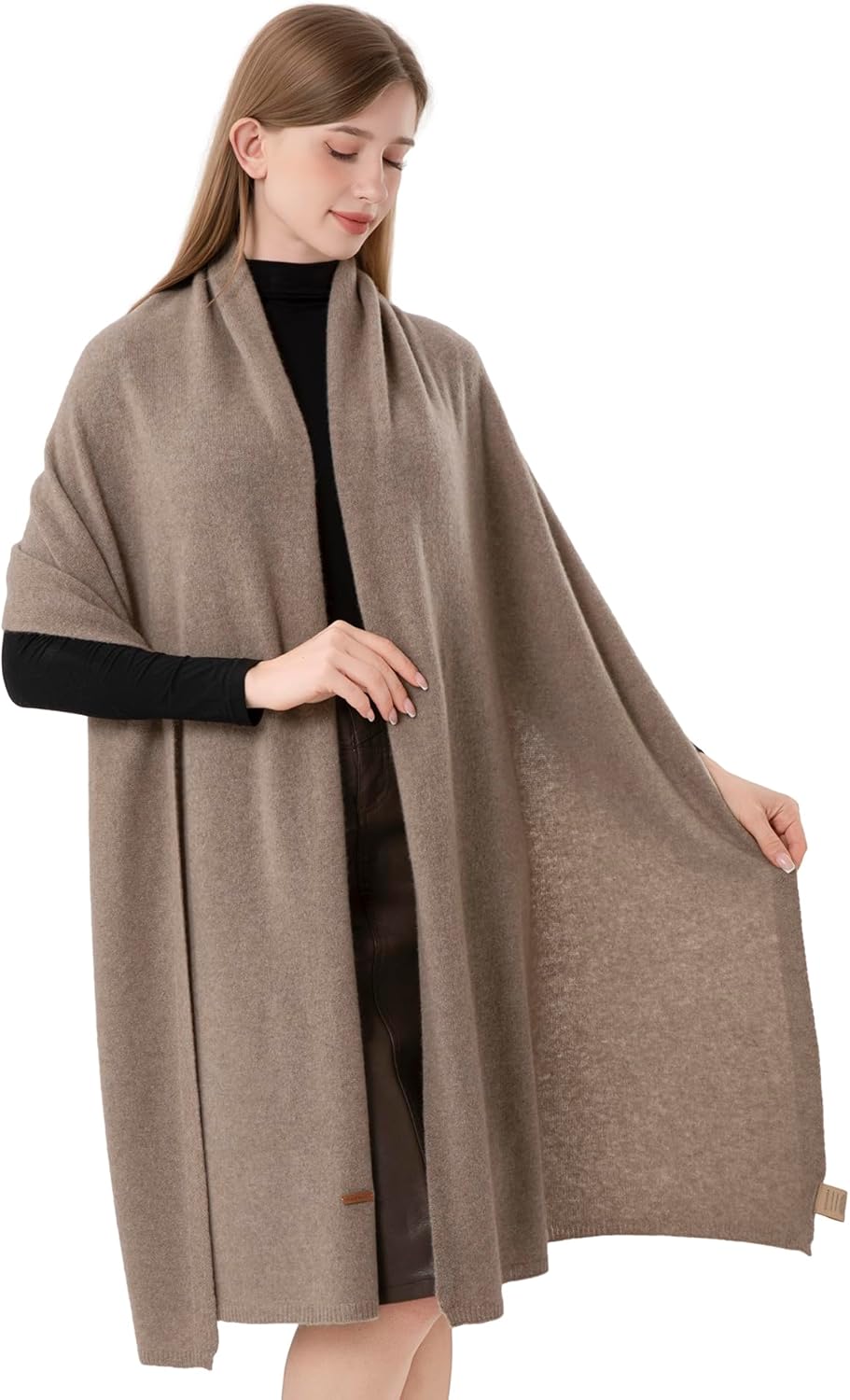 100% Cashmere Wrap Warm Soft Knitted Scarf Stole for Women Airplane Travel Blanket 87x28 in Extra Large Pashmina - Image 5
