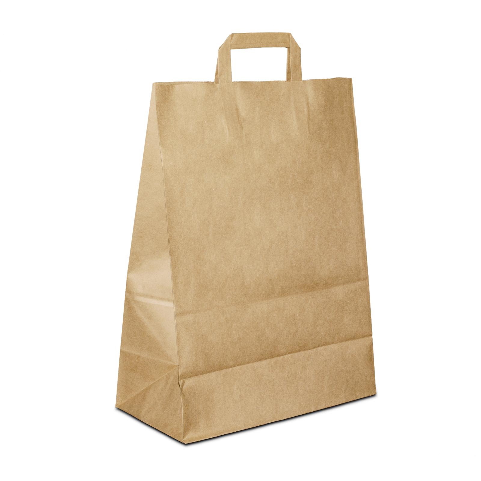 Papiertüten Braun mit Flach-Henkel I 500 Stk. 32+17x44cm I Papiertragetasche für Einzelhandel, Hochzeit, Geburtstag, TO-GO I Geschenktüten aus Kraftpapier I HUTNER
