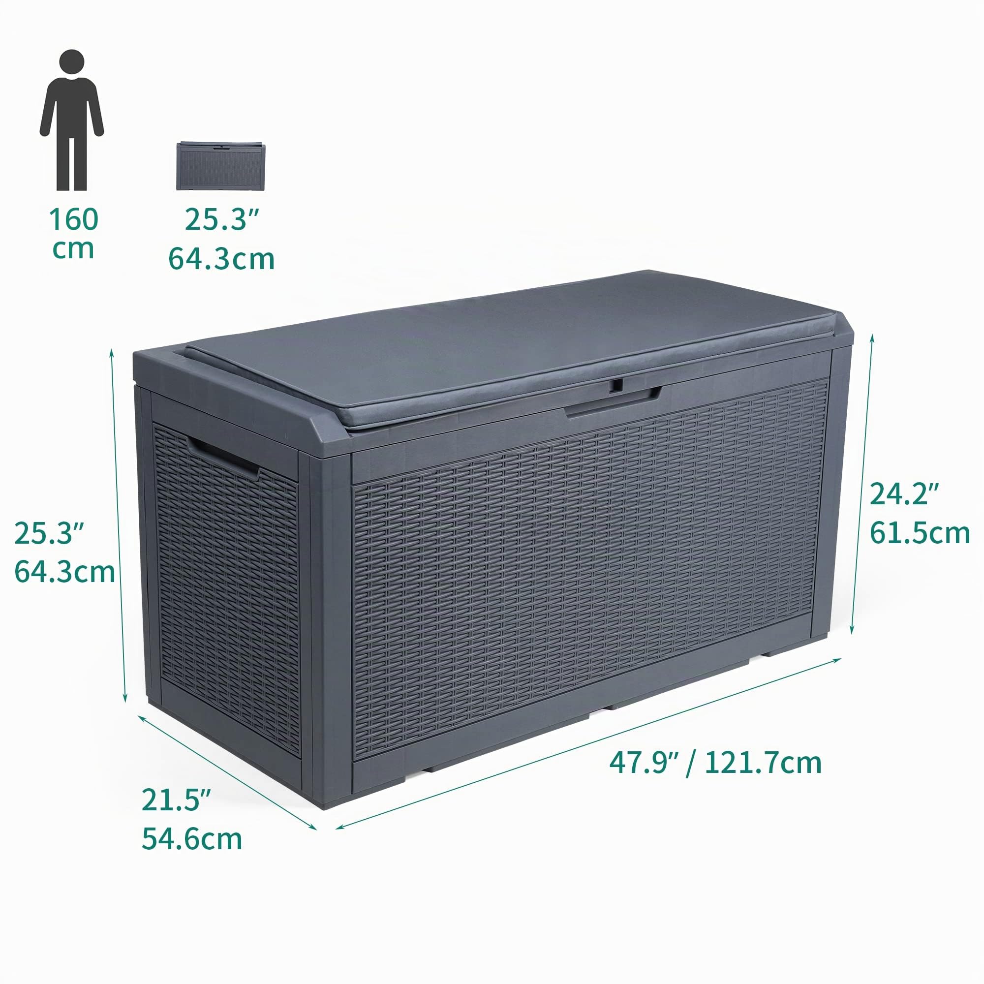 YITAHOME 380L Arcón de Ordenación Exterior, Resina Caja de Almacenaje de Jardín para Almacenamiento Al aire Libre para Muebles de Patio