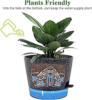 Vista 2 de Macetas de riego automático para plantas de interior, macetas de 12 pulgadas con agujeros de drenaje, macetas de plástico con depósito profundo