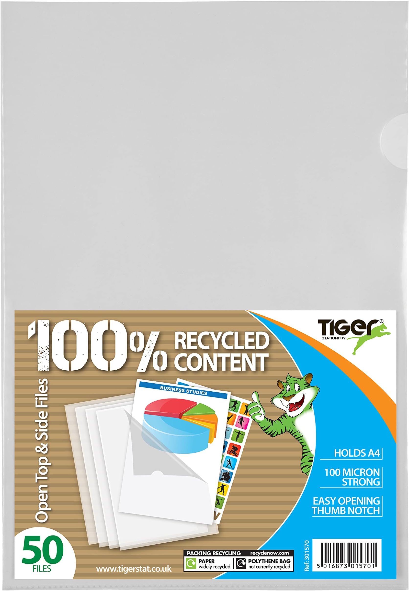 50 x A4 Clear Plastic Open Top & Side Report File Project Presentation Covers Cut Flush