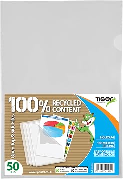 50 x A4 Clear Plastic Open Top & Side Report File Project Presentation Covers Cut Flush