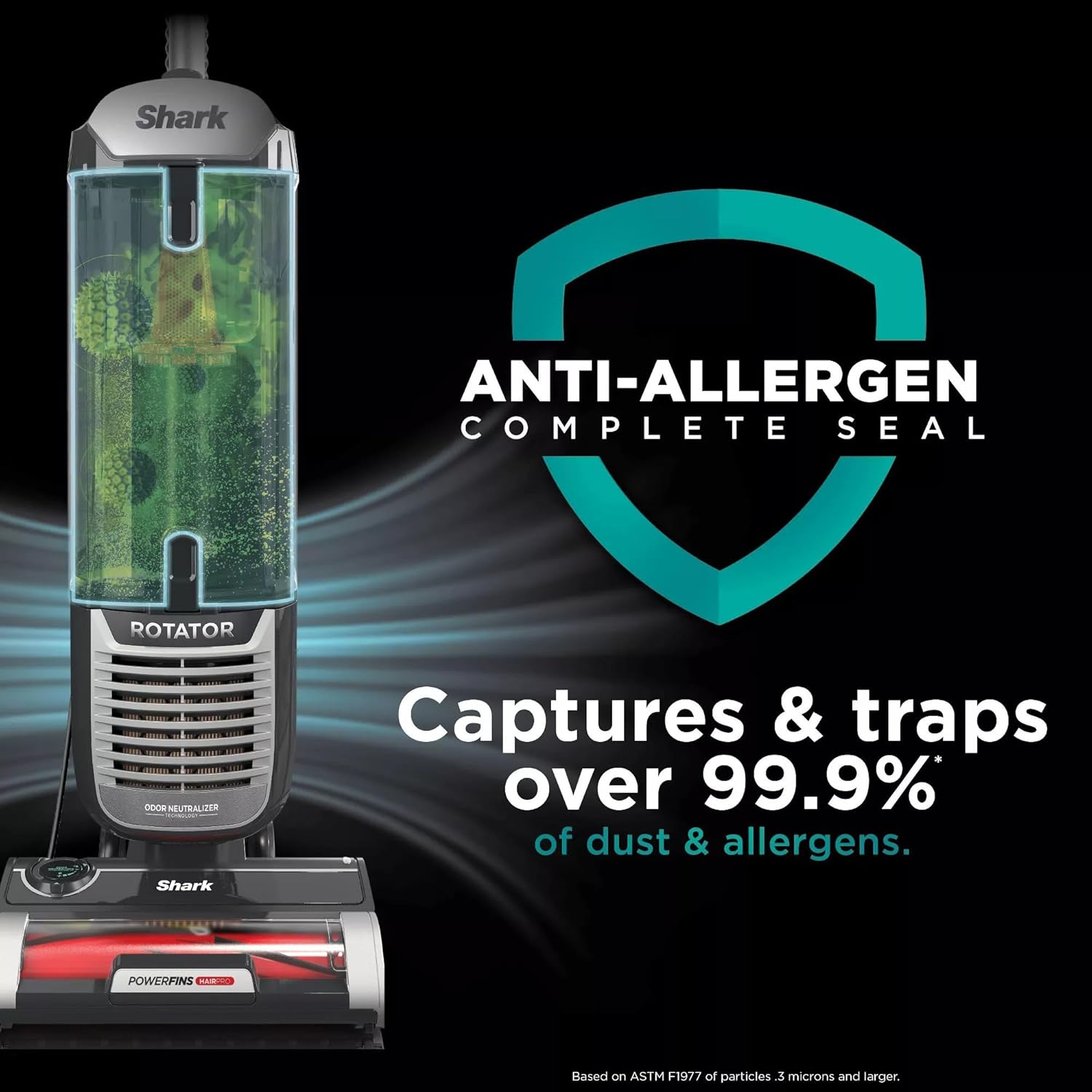 Shark ZU102 Rotator Pet Upright Vacuum with PowerFins HairPro & Odor Neutralizer Technology, Charcoal, 2.9 L Dust Cup (Renewed)