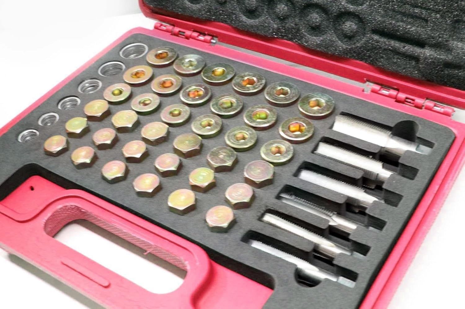 114pc Oil Pan Drain Sump Plug Key Thread Repair Tool Kit