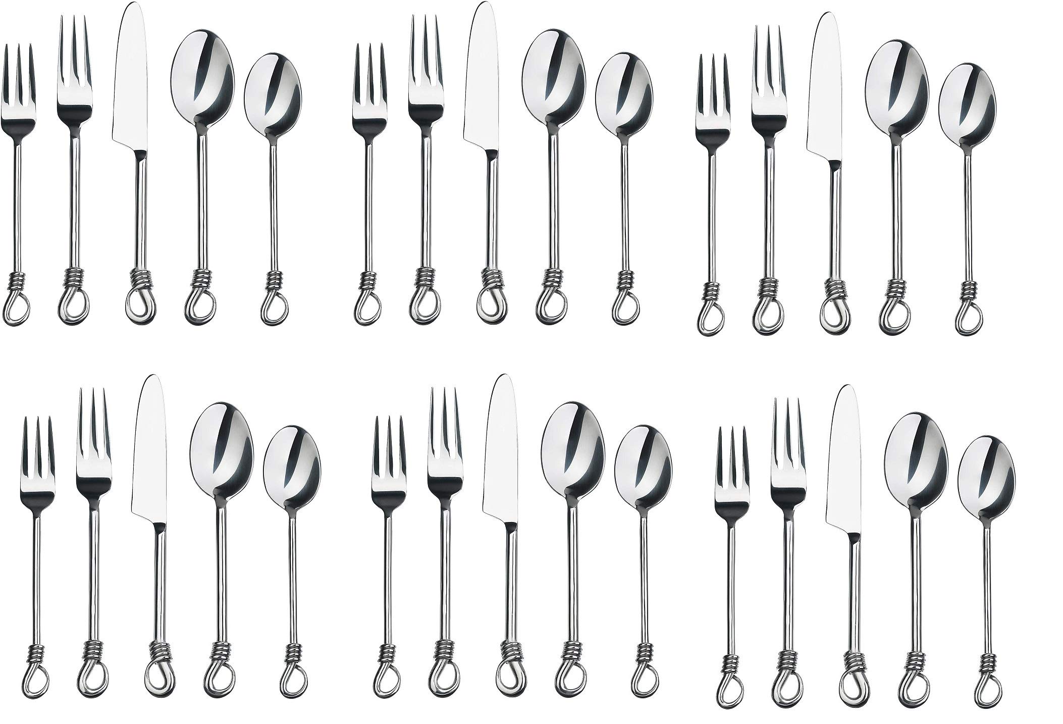 Silverware Twist Collection Polished Stainless Steel Flatware Set (Set of 6)