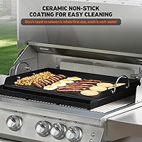 Vista 4 de Onlyfire Plancha universal para barbacoa con asas para la mayoría de las parrillas, parrilla antiadherente con revestimiento de cerámica