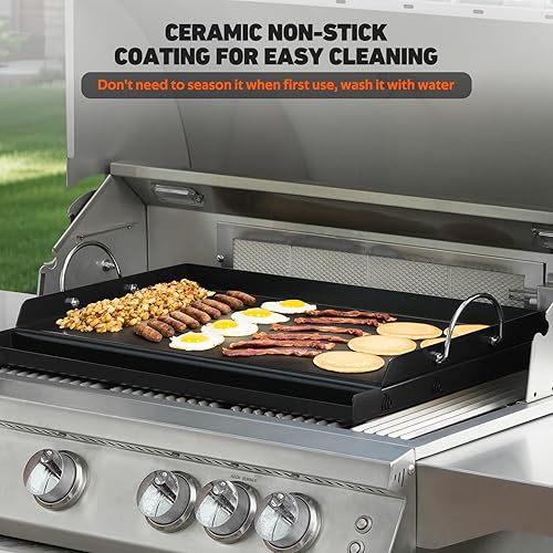 Miniatura 4 de Onlyfire Plancha universal para barbacoa con asas para la mayoría de las parrillas, parrilla antiadherente con revestimiento de cerámica para