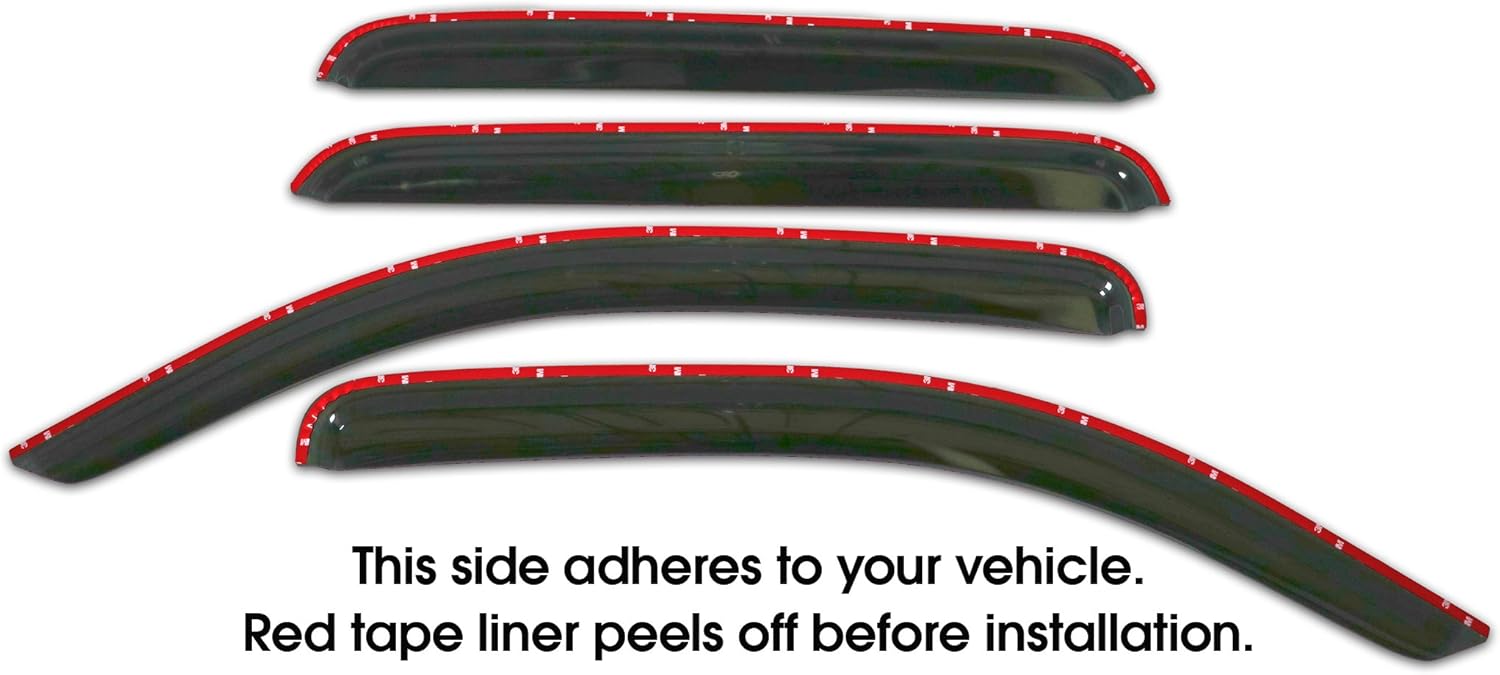 C&C Car Worx Tape-On Outside-Mount WV-05TAD-TF Aftermarket Set of 4 Side Window Visor Rain Guard Deflectors Compatible with 2005-2015 Toyota Tacoma Double Cab Pickup Truck