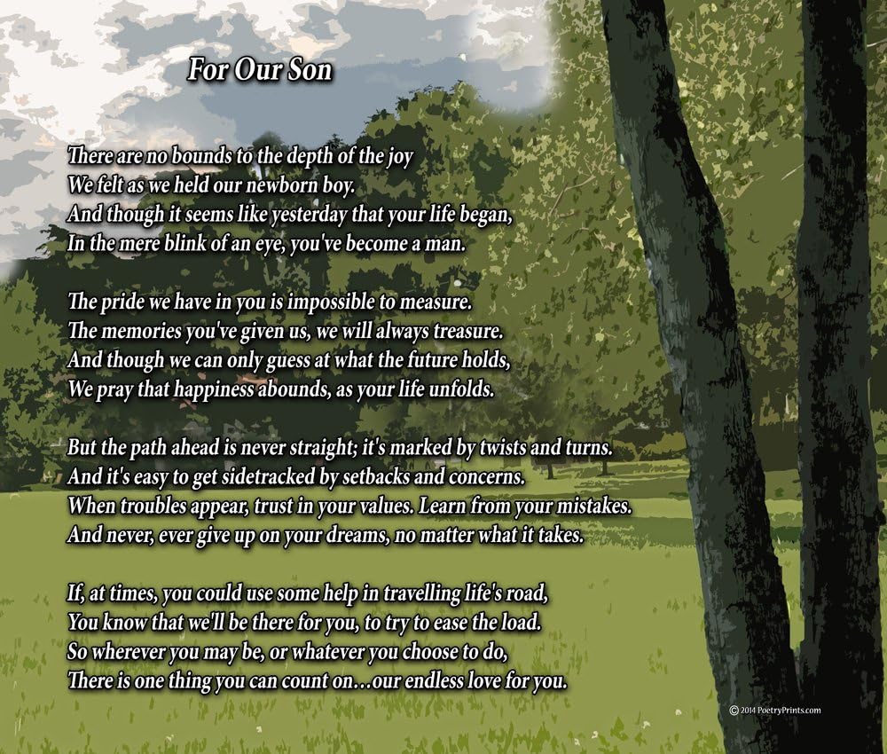 for Our Son -Poem Print (8x10)-Wonderful Son Gift for Any Occasion