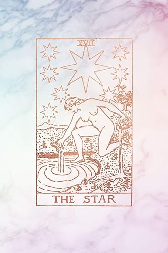 The Star: Tarot Card Journal - 6 x 9 College 120 Ruled Pages | Pastel Hue Marble and Rose Gold - College Ruled Notebook