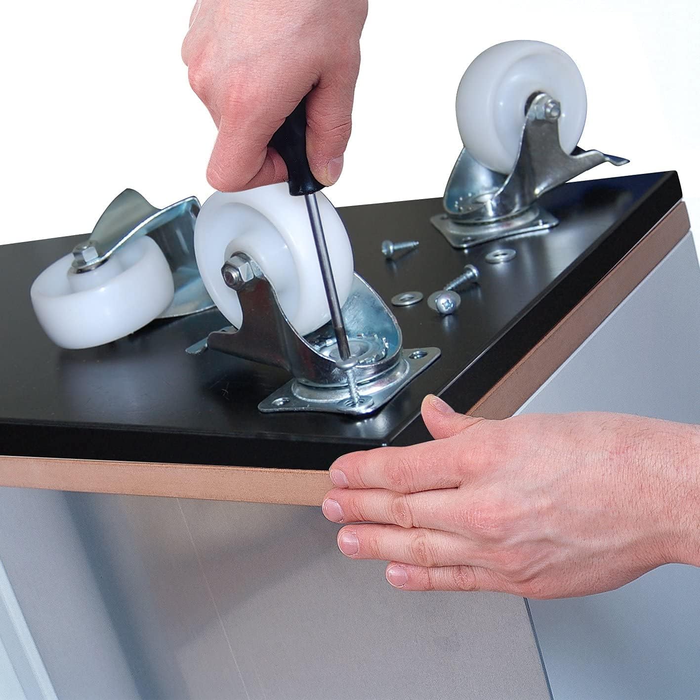 🔥 Flаѕh Sаlе WAGNER design yourself 04007505 Professional Transport castors-4pcs. Set-Screw-on Plate, 2 Fixed 2 Swivel Brake, (Ø) 75 mm, Mixed castors, White