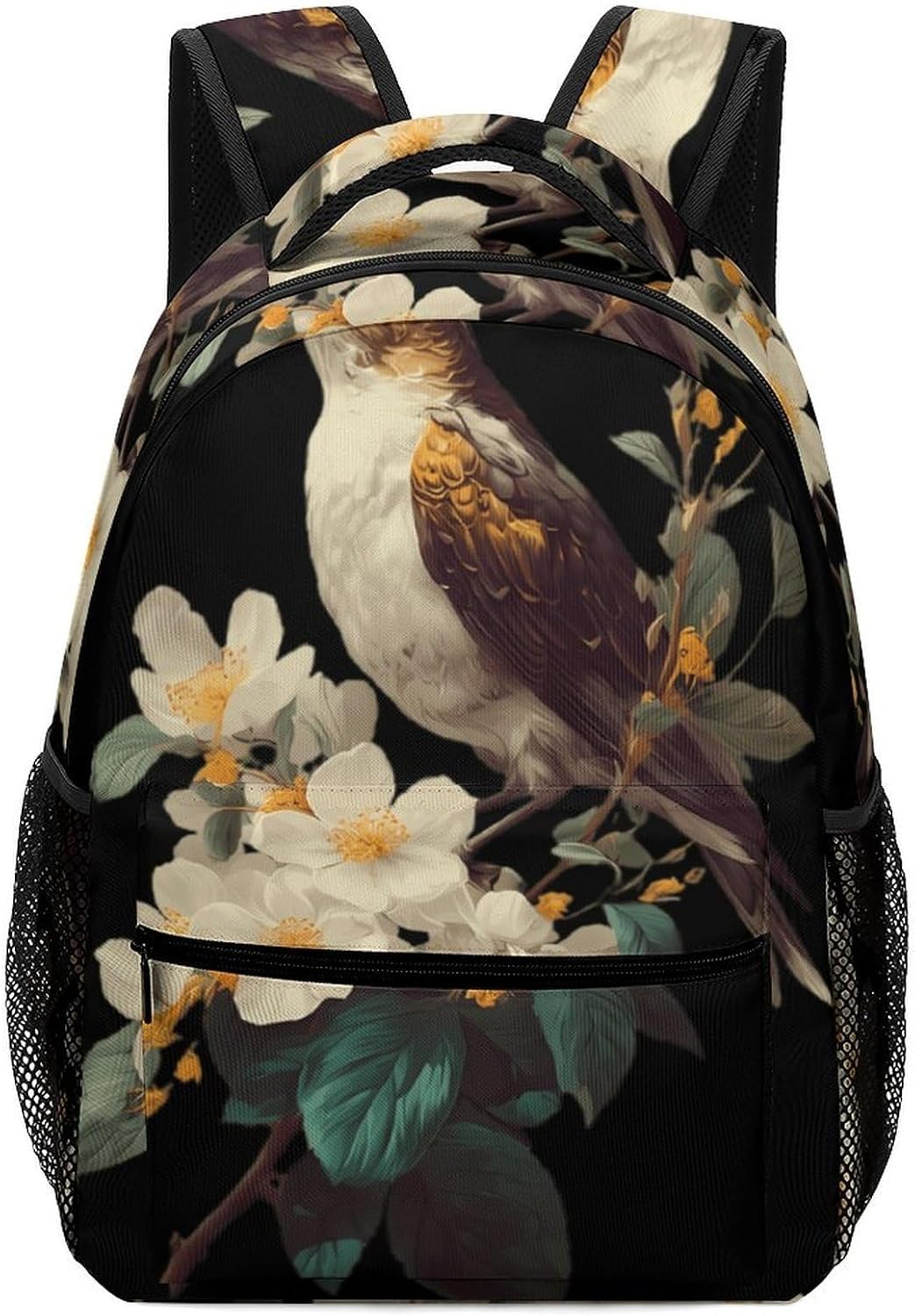 Sparrows Bird Branch Flowers White Yellow Unisex Backpack Casual Daypacks Lightweight Shoulders Bag for Camping Hiking Travel