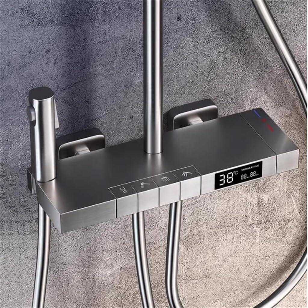 Shower set, household gun, gray pressurized nozzle, bathroom piano key, shower, complete image 4