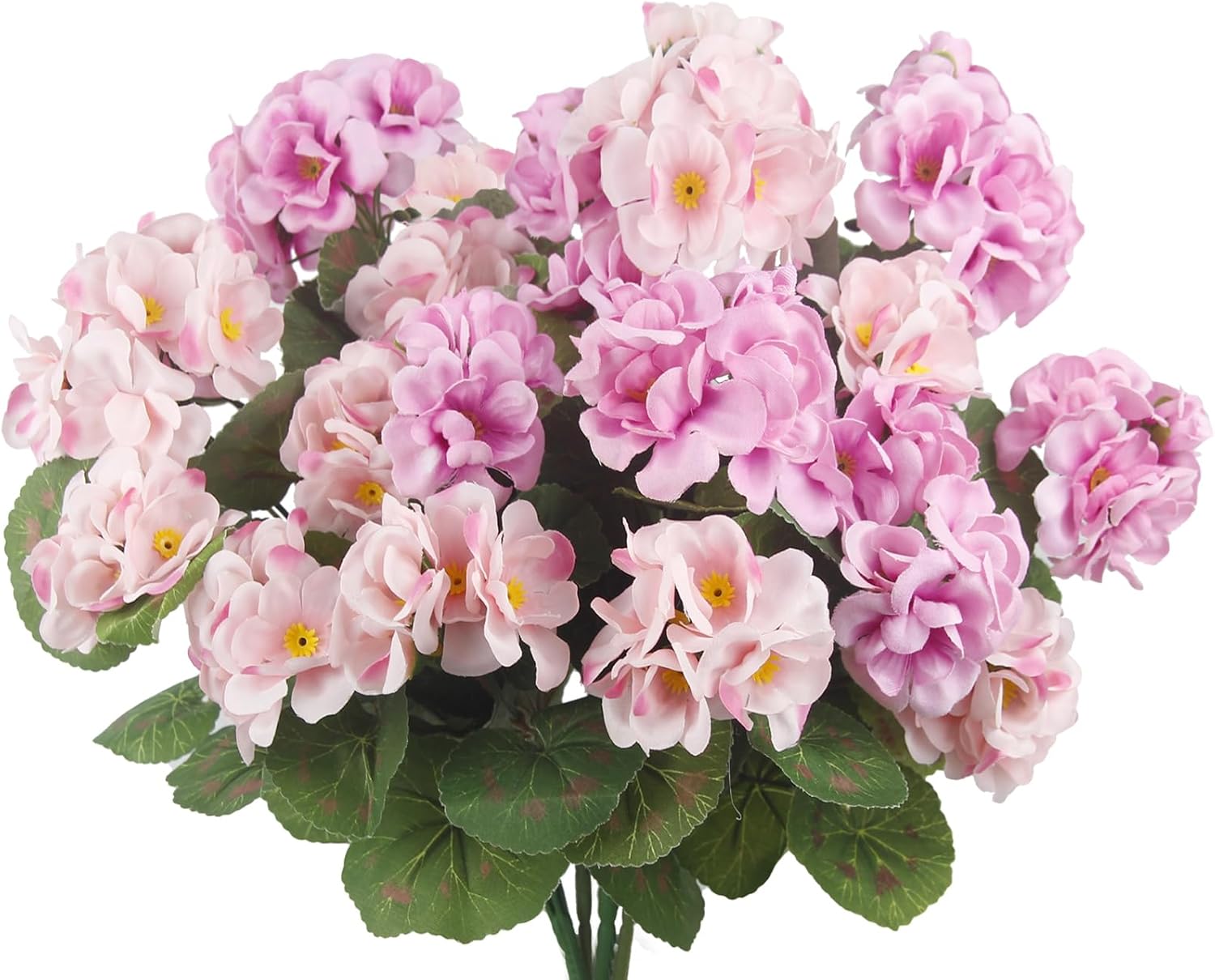 CISDUEO 4 Pcs Artificial Geranium Flowers for Outdoors Silk Flowers Outside Pink Faux Flowers Geraniums for Planter Decor Indoor Garden Patio Grave Cemetary Table Centerpiece